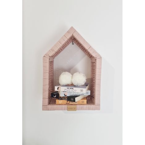 Casa de mimbre - pequeño armario de pared rosa (1/5)