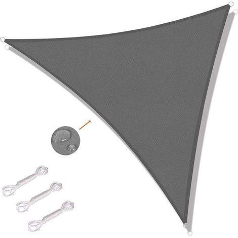 Triangular shade sail 4 x 4 m – High-density polyethylene fabric 220 g/m² – UV protection and waterproof – Easy installation (1/5)