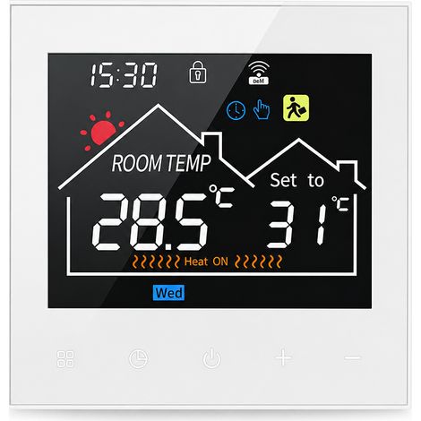 Thermostat Wi-Fi 3 A blanc à écran tactile pour chauffage au sol hydraulique et chaudières, contrôle à distance par application (1/5)