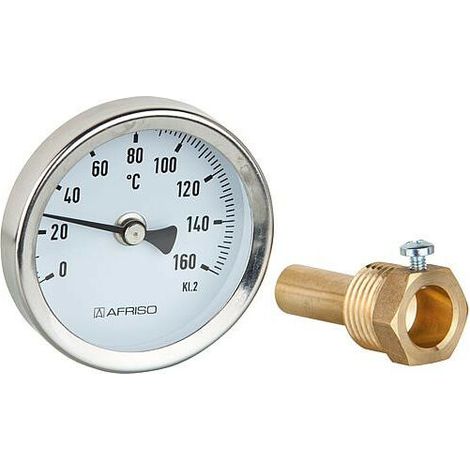 Thermometre a aiguilles bimetal solaire BiTh 63 0/160°C 45 mm 1/2" AX Kl. 2 noir