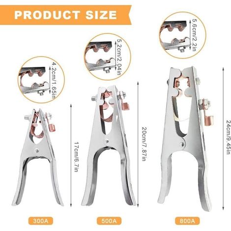 Pince de masse, pince soudure, 1 Pince de terre de soudage, Fait de fer + laiton, solide et durable, matériel de soudage professionnel, pour la plupart des machines à souder (300A) (1/4)