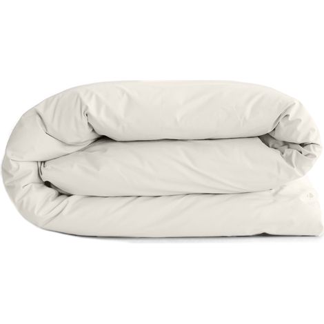 Housse de couette uni percale de coton MANOIR 140x200 cm (1/5)