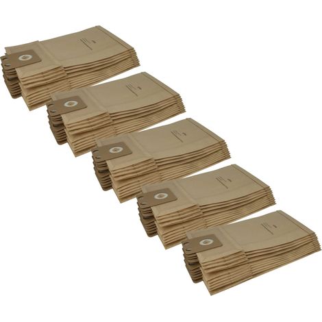 vhbw 50x bolsa compatible con Nilfisk Alto 222 518 00 / 22251800, 1000 GD / 1000GD, 820 174 01 aspiradora - 44,5 cm x 22 cm marrón
