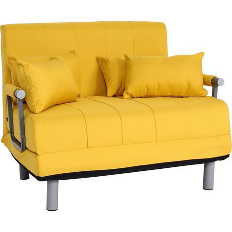 Schlafsessel HHG-631, Klappsessel Schlafsofa Gästebett Relaxsessel, Liegefläche 186x97cm Stoff (270g/m²) gelb
