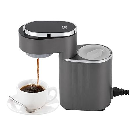 Mini machine à café électrique portable avec pré-trempage à basse pression et réservoir d'eau de 150 ml, machine à expresso 600 W pour la maison, le bureau, le camping, la voiture, les (1/5)