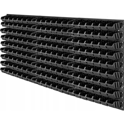 KADAX Werkstattwandregal, Wandplatten, 174 x 78 cm, Schwarz, 189 tlg.
