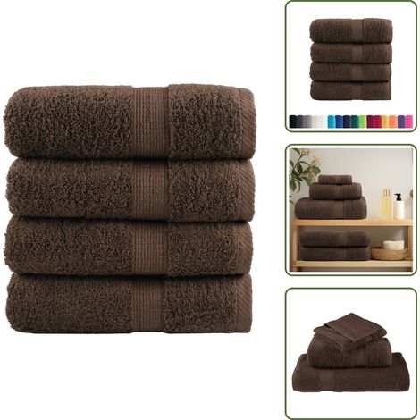 Gesichtstuch - vidaXL Premium Gästetücher SOLUND 4 Stk. Braun 30x50 cm 600 g/m² - Trainingstuch (1/5)