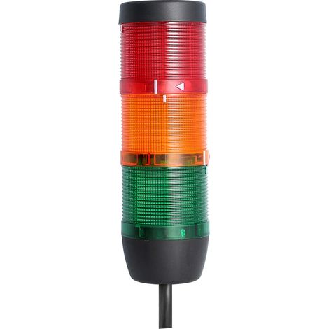 STEX24 Colonne de signalisation vert-jaune-rouge, 70 mm, 24 V AC/DC, Feu clignotant à LED Câble 2,5 mètres, SS70-OB3/24 160 Technique de raccordement: Câble de raccordement - 1 Stück (1/2)
