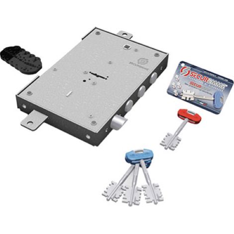 Serrure métallique à appliquer 2401 – Double panneton avec triple verrouillage – Pêne réversible – Pour portes en bois dur – Securemme
