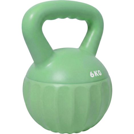 Kettlebell Kugelhantel 6 kg Gewicht-Hantel mit Sand befüllt für Anfänger Zuhause Krafttraining 17 x 17 x 23 cm Grün