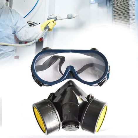 Masque de protection faciale anti-poussière avec lunettes de protection et double bouteille de gaz (1/5)