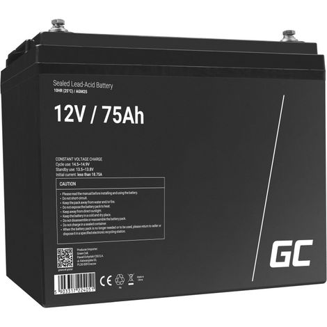 Green Cell – Batterie gel 12V 75Ah – Plomb-acide AGM VRLA sans entretien – Pour systèmes photovoltaïques et alimentations UPS - AGM25 (1/5)