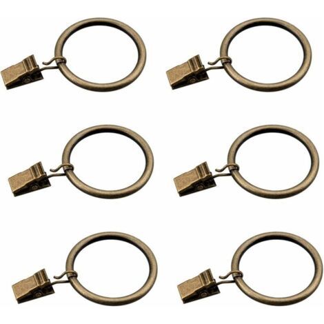 Juego de 30 anillas de cortina de bronce con clips/ganchos metálicos decorativos de alta resistencia con ojales para cortinas, baño, aptos para varillas de 1 1/4 pulgadas (1/5)
