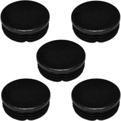 Bouchons de Tube Ronds - Lot de 5 - Plastique Noir - Embouts de Protection - Pour Pieds de Meubles et Chaises - Diamètre 12mm (1/3)