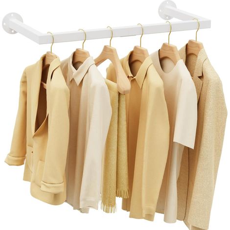 64cm Tringle à Vêtements Murale,Lot de 1 Barre Amovible,Blanc (1/5)