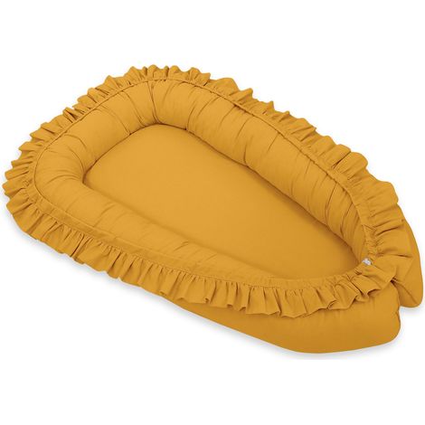 Baby Kokon Laufstall Wickeltuch Premium mit Rüschen MY SWEET BABY - senf (1/4)
