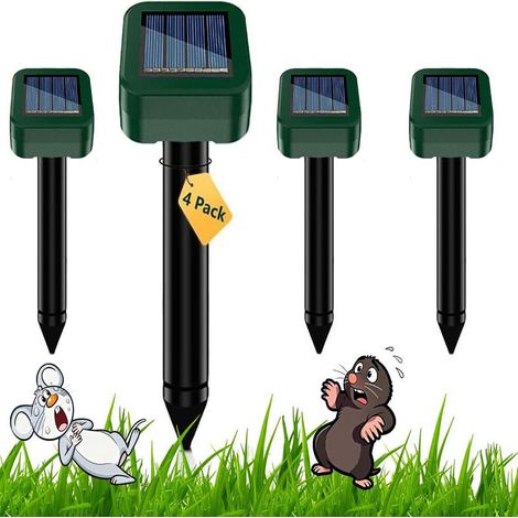 Lot de 4 répulsifs solaires Anti-Taupes - Répulsif Anti Souris - Répulsif Contre Les campagnols - Répulsif à ultrasons - Répulsif Solaire Contre Les Taupes