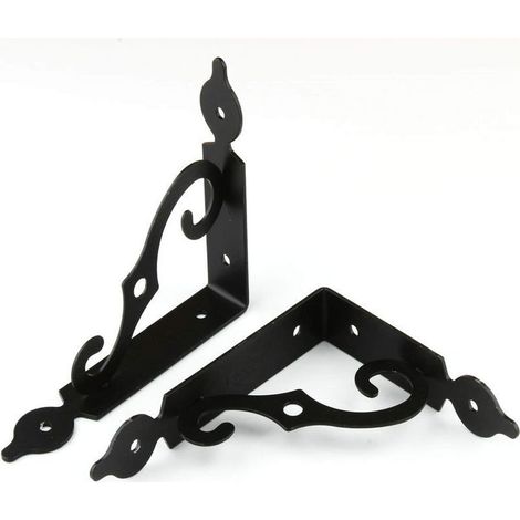 4 Pièces Equerre Etagere Murale, Équerre pour Étagere Murale en Fer, Fixation Murale En Forme De L Support, pour le Support deMontage Mural, le Jardin, la Décoration de Bricolage(Noir) (1/5)