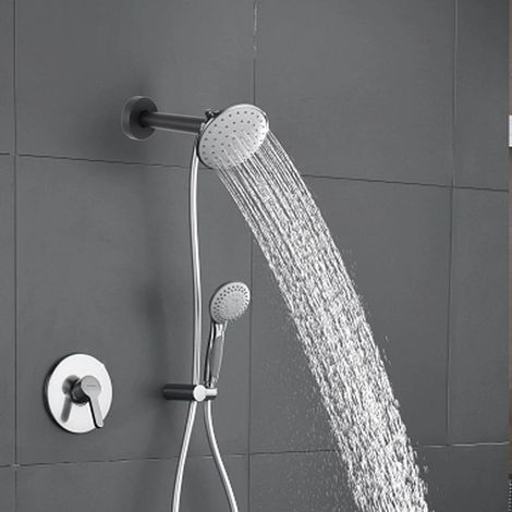 Bras d'extension de douche – 25 cm, acier inoxydable noir mat – Installation facile (1/5)