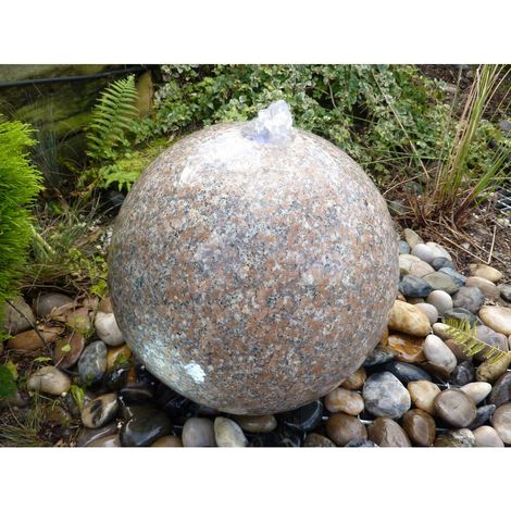 Granite Sphere Drilled Garden Water Feature - 60cm Dia - Polished Grey