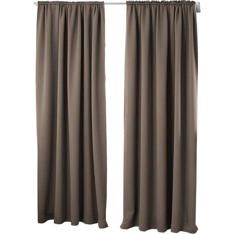 WOLTU 2er Set Gardine blickdicht 250 g/m² mit Kräuselband Taupe 135x245 cm