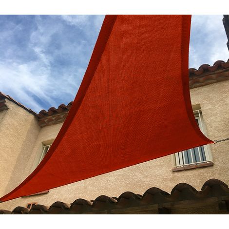 Voile d'ombrage triangulaire 5x5x7m perméable à suspendre Couleur: Terracotta (1/5)