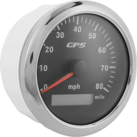 Compteur de vitesse GPS 85 mm / 3,35 pouces, odomètre 80 mph/h, acier inoxydable, universel pour voitures, moteurs et bateaux, noir (1/5)