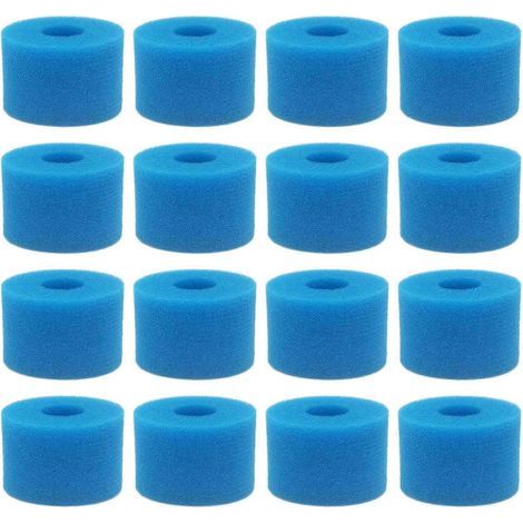 Lot de 16 cartouches filtrantes en mousse lavables et réutilisables pour spa Intex Pure Spa. type S1 (1/5)