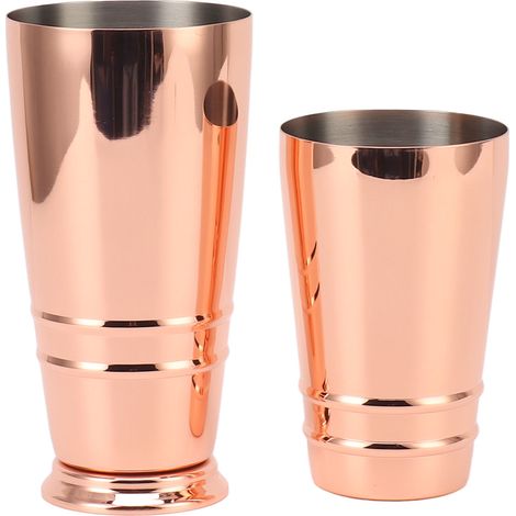 Mélangeur à cocktails en acier inoxydable 304 brillant avec fond, shaker Boston compatible lave-vaisselle pour bar à domicile, plaqué cuivre (1/5)