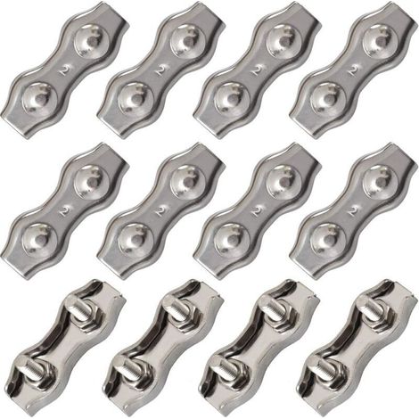 (M2) 12 colliers de serrage duplex en acier inoxydable double