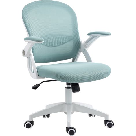 Sedia da ufficio con funzione dondolo, braccioli regolabili, altezza regolabile, sedia da scrivania con schienale in rete, ruote e sedile imbottito, 65,5x61,5x88-97,5 cm, blu