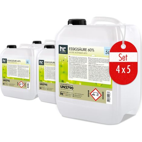 4x 5 L Höfer Chemie® Essigsäure 60% in Kanistern