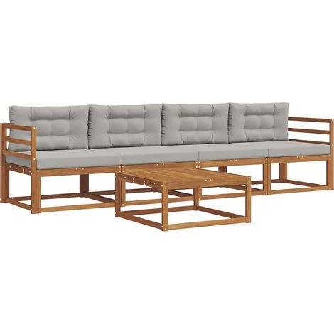 Conjunto de sofás de exterior 5 pcs Gris Natural y Claro vidaXL (1/5)
