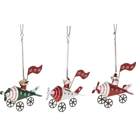 Amadeus - Décoration de Noël avion Ohohoh à suspendre H17 cm en métal