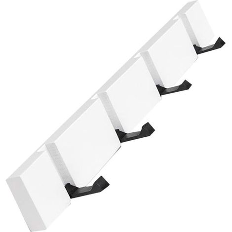 Wall Mounted Coat Rack Wooden Wall Mounted Coat Rack with Foldable Hook for Hanging Scarves Handbags Umbrellas Towels Clothes (4 Hooks, White)