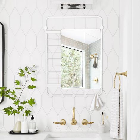 Miroir Mural avec Cadre en Blanc 50 X 70 Cm (1/5)
