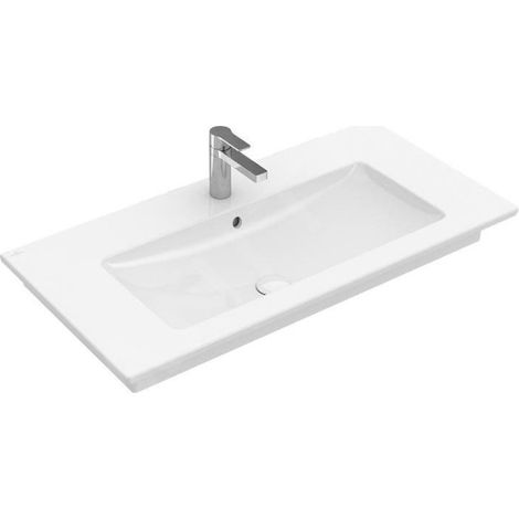 Villeroy & Boch Venticello - Meuble lavabo 100x50 cm, avec trop-plein, trou de robinetterie, CeramicPlus, blanc alpin 4104ALR1 (1/5)