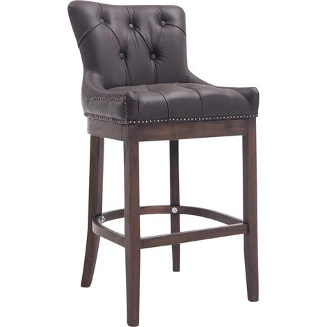 Sgabello da bar Lakewood con seduta in vera pelle, vero legno, pelle marrone 100005054