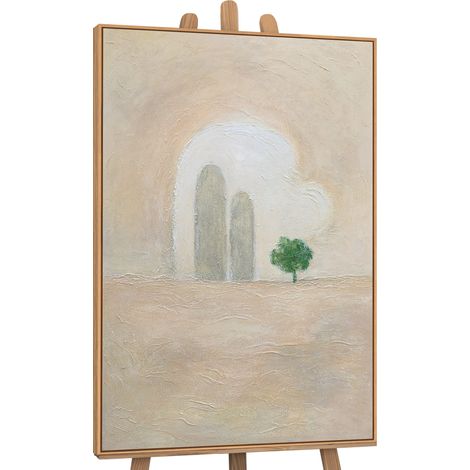Gemälde Grüner Akzent Rahmen Eichefarben 120x80 cm (1/5)