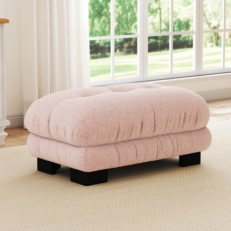 Puf otomano rosa de tela 112 x 68 x 52 cm OKWISH (1/5)