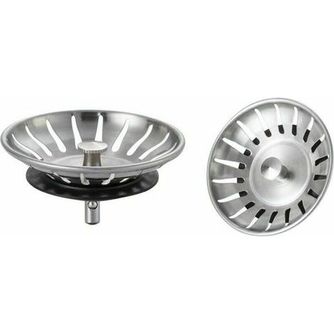 2 Bouchons Évier Cuisine Inox Universels avec Filtre Antiblocage 18 Fentes (1/4)