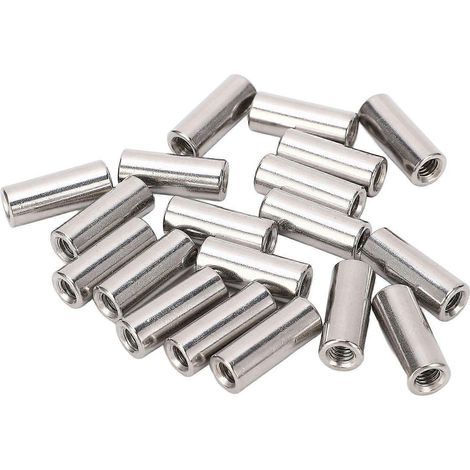 20 écrous de raccordement ronds M6x1,0, tige de 10 L25 mm, manchon fileté en acier inoxydable (1/5)