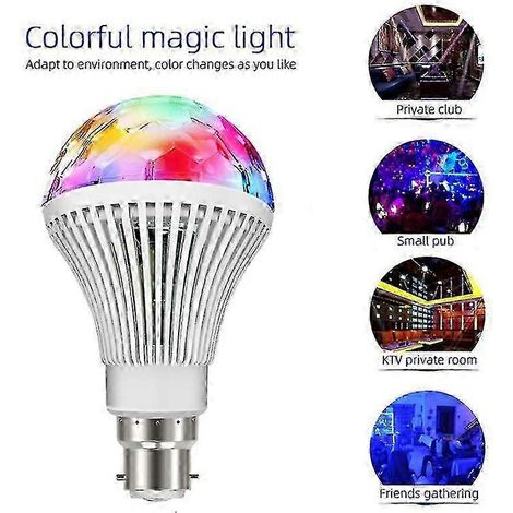 Ampoule LED RGB rotative Disco E27 B22 à culot à vis, lumière d'ambiance, couleurs changeantes, pour fêtes et scènes (1/5)