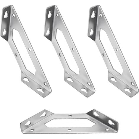 Raccord d'angle 10 Pièces Attache Acier Inox Assemblage Connecteurs Triangulaire de Support pour Étagère en Bois Armoire Chaise Table Porte Meubles (1/5)