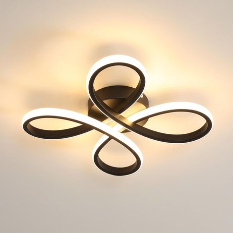 Modern Led Ceiling Light, 28W Black Creative Flower Shape Ceiling Lamp (1/5)