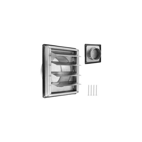 Grille de ventilation en acier inoxydable 150 mm verrouillable avec moustiquaire, clapet anti-retour, idéale pour le montage mural extérieur des système de ventilation et des hottes aspirantes