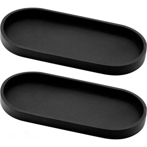 Plateau décoratif ovale, plateau de salle de bain, plateau de coiffeuse, 25112 cm (noir, 2 pièces) (1/5)