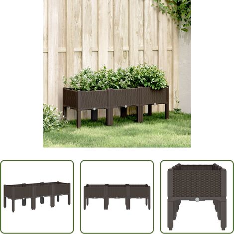 Gartenanbau - Pflanzkasten mit Beinen Braun 120x40x42 cm PP (1/5)