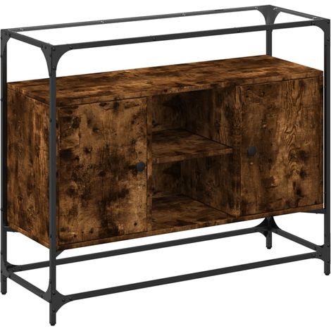 Aparador Aparador Cómoda Gabinete Unidad de Almacenamiento Organizador Cocina Sala de Estar con Tapa de Vidrio Madera de Ingeniería Marrón 020029764