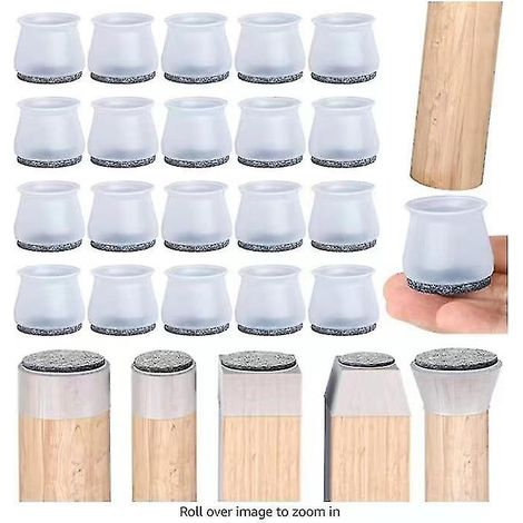 Starlight-chair Glides, 20 Pieces Chair Leg Protectors, Chair Pad, Clear Silicone Floor Protectors For Chair Legs With Felt Glides, For Hardwood And T (1/4)